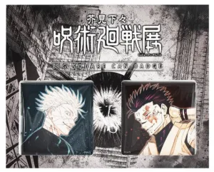 Animation Series Jujutsu Kaisen Exhibition Big Square Can Badge Gojo & Sukuna Jujutsu Kaisen Exhibition Set 2Pcs
