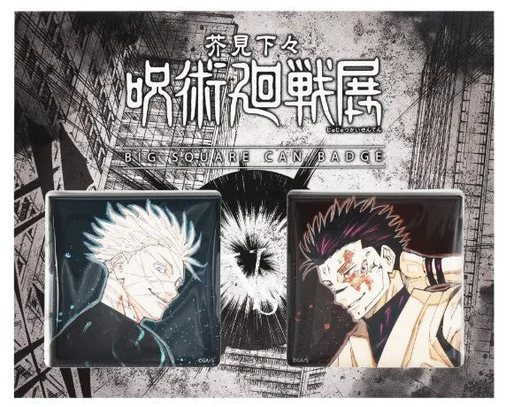 Animation Series Jujutsu Kaisen Exhibition Big Square Can Badge Gojo & Sukuna Jujutsu Kaisen Exhibition Set 2Pcs