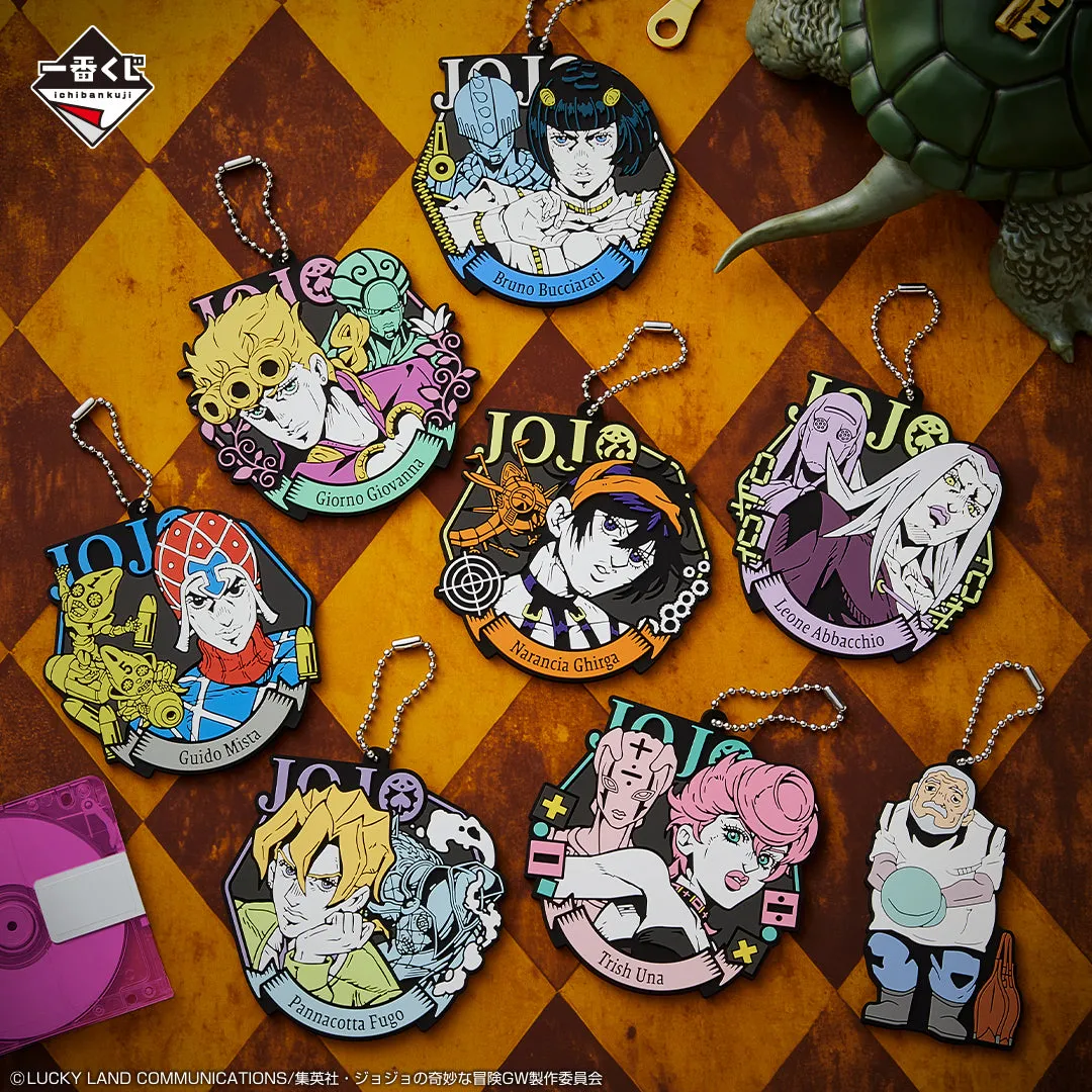 Gaming Hobby Action Hero ICHIBAN KUJI JOJO'S BIZARRE ADVENTURE - GOLDEN WIND - K PRIZE - RUBBER CHARM Complete Set 8 Types
