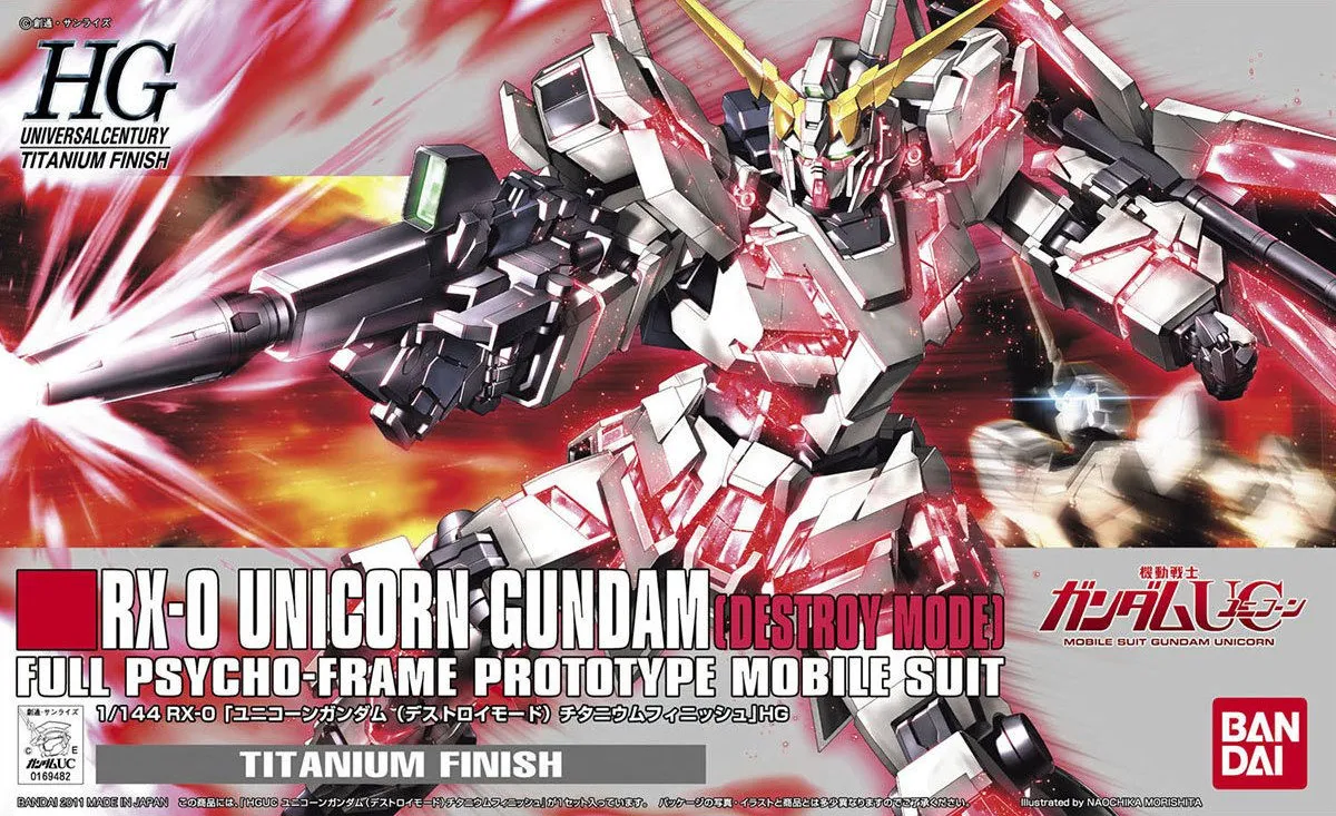 Gundam: Unicorn Gundam [Destroy Mode] Titanium Finish HG Model Superhero Statue