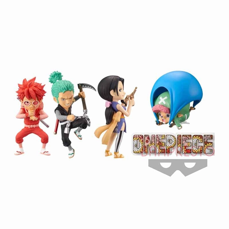 ONE PIECE WORLD COLLECTIBLE FIGURE WANOKUNI STYLE 1 - Set of 4 Stylized Art Battle Reenactment