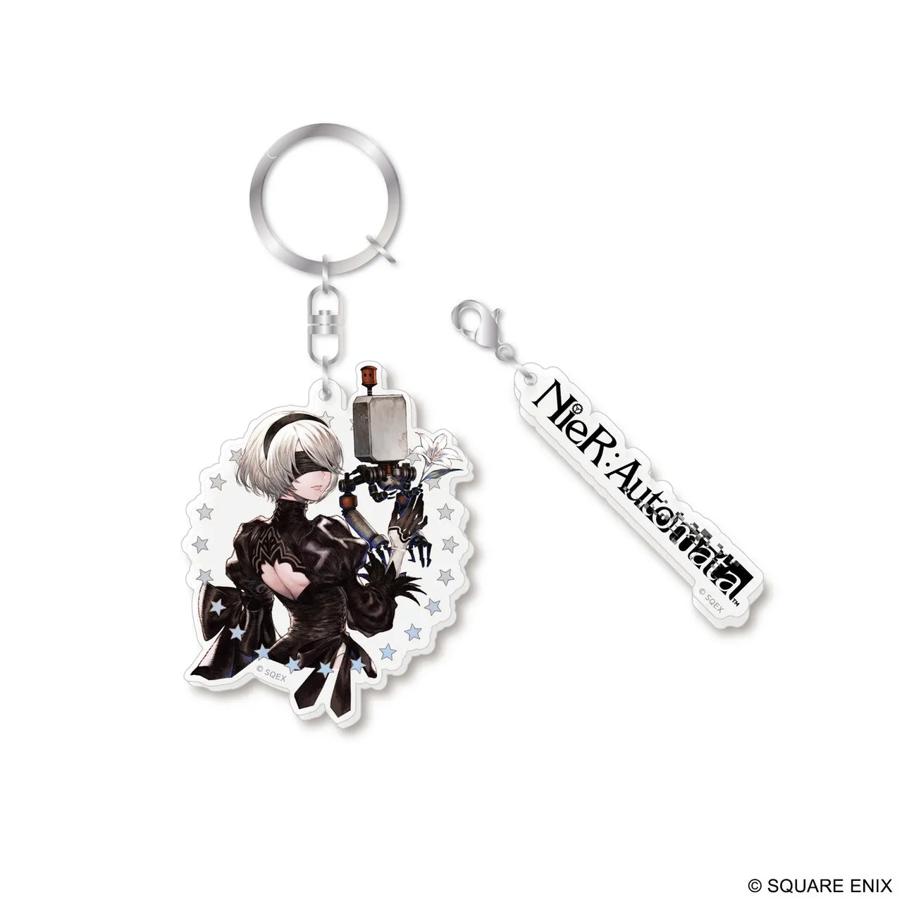 NieR Series 15th Anniversary Acrylic Keychain 2B & POD 042 Character Art